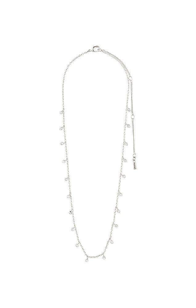 PILGRIM MAJA CRYSTAL DROPS NECKLACE IN SILVER
