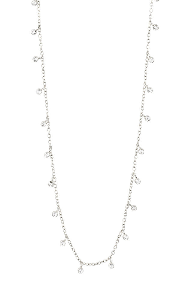 PILGRIM MAJA CRYSTAL DROPS NECKLACE IN SILVER