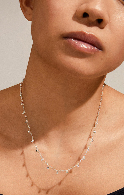 PILGRIM MAJA CRYSTAL DROPS NECKLACE IN SILVER