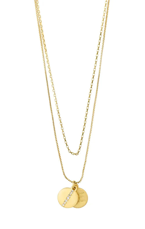 PILGRIM CASEY COIN PENDANT 2-IN-1 NECKLACE IN GOLD