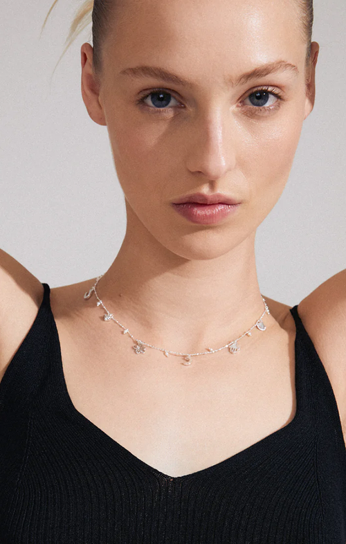 PILGRIM PRUCENCE RECYCLED CHARMS NECKLACE IN SILVER