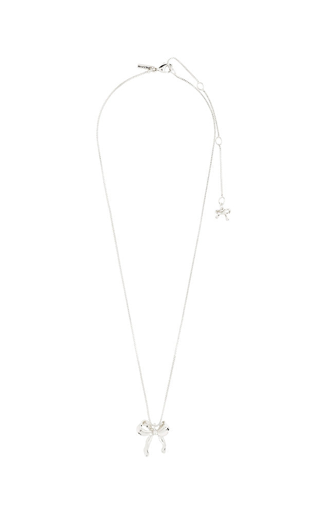 PILGRIM CASSIAN RECYCLED BOW PENDANT NECKLACE IN SILVER