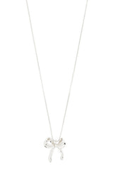 PILGRIM CASSIAN RECYCLED BOW PENDANT NECKLACE IN SILVER