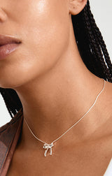 PILGRIM CASSIAN RECYCLED BOW PENDANT NECKLACE IN SILVER