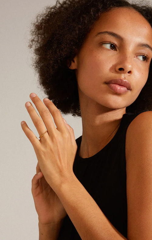 PILGRIM LULU RECYCLED CHAIN STACK RING IN GOLD