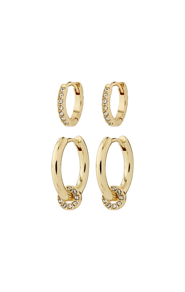 PILGRIM SCOTTIE RECYCLED EARRINGS 2-IN-1 SET IN GOLD