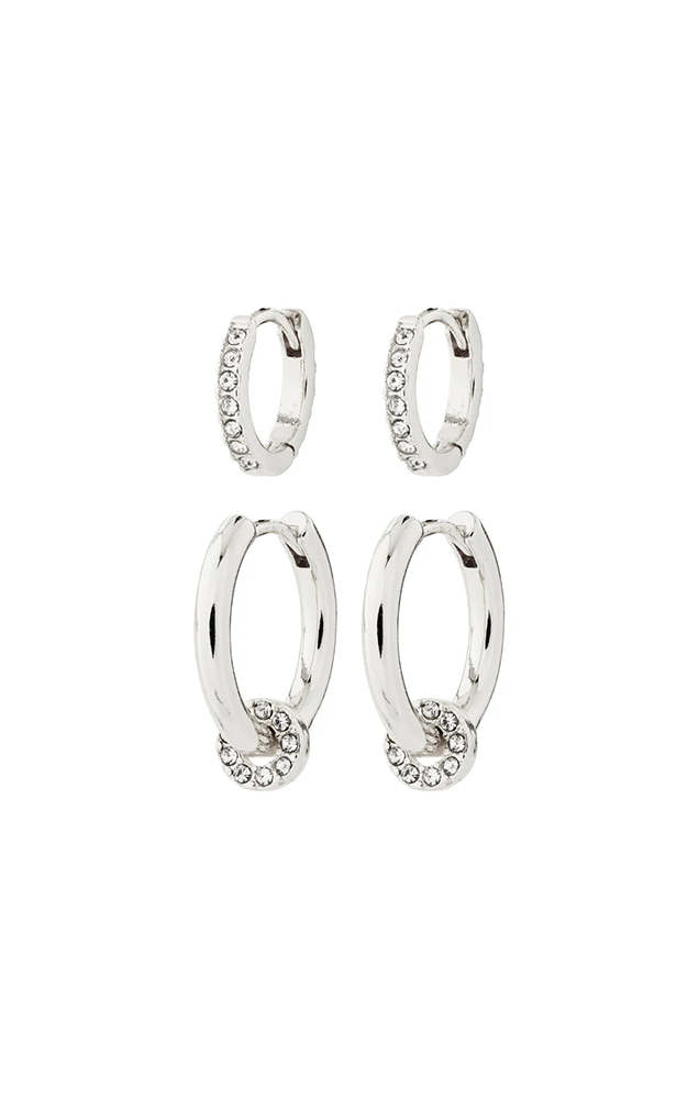 PILGRIM SCOTTIE RECYCLED EARRINGS 2-IN-1 SET IN SILVER