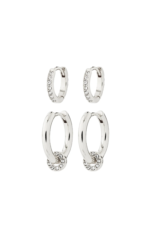 PILGRIM SCOTTIE RECYCLED EARRINGS 2-IN-1 SET IN SILVER
