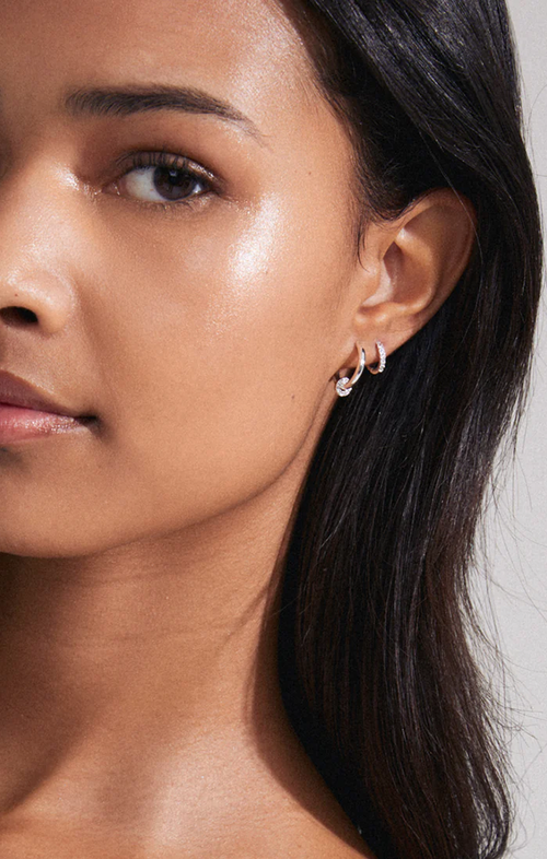 PILGRIM SCOTTIE RECYCLED EARRINGS 2-IN-1 SET IN SILVER