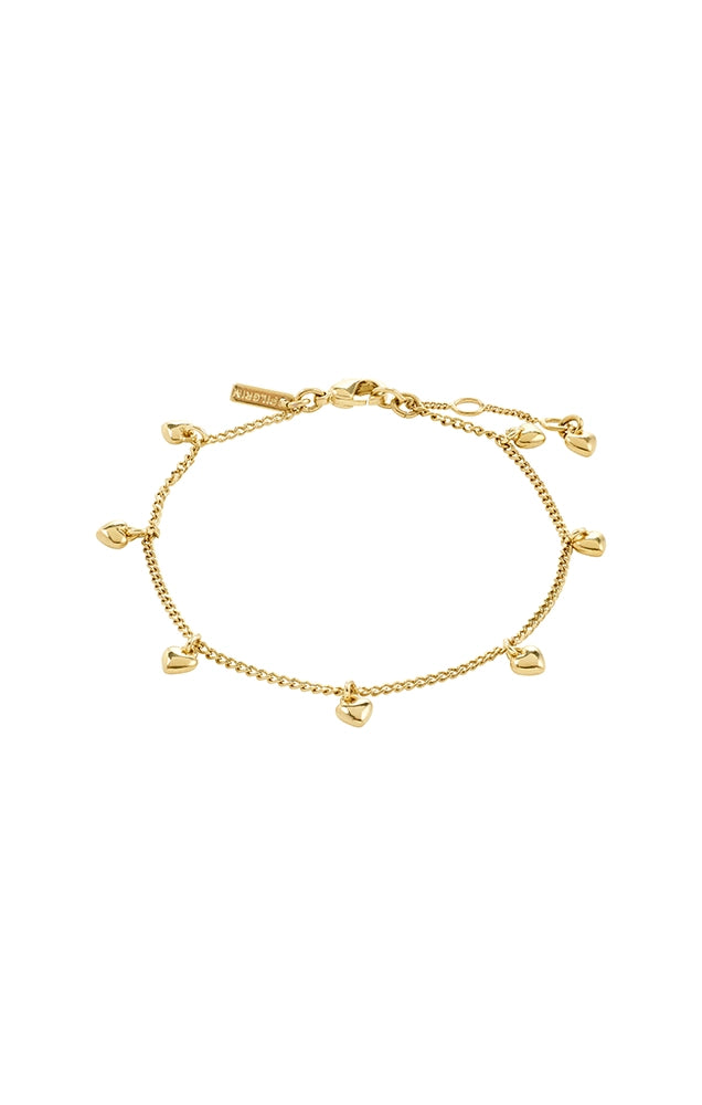 ALAIA RECYCLED HEART PENDANTS BRACELET IN GOLD