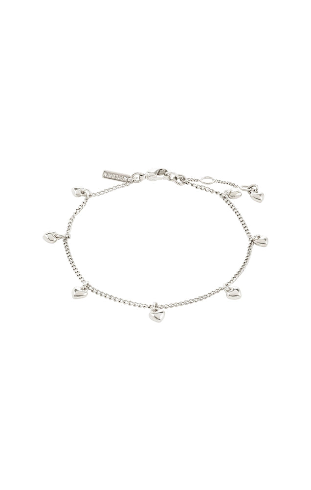 ALAIA RECYCLED HEART PENDANTS BRACELET IN SILVER