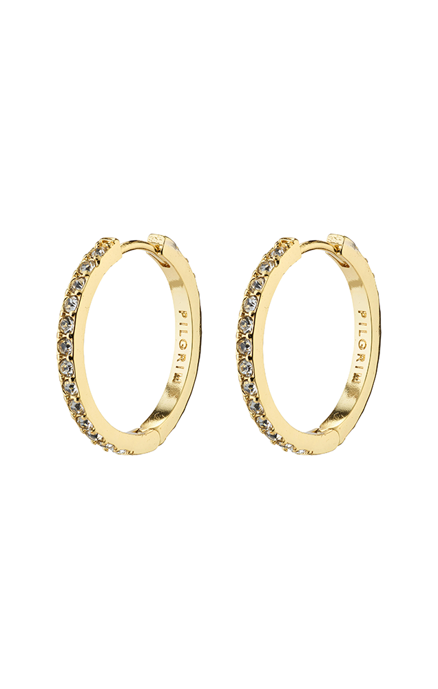 EBNA MEDIUM CRYSTAL HOOPS 18MM IN GOLD