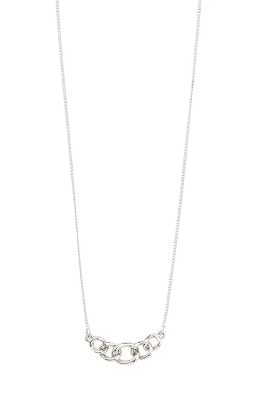 PILGRIM WRENLEY RECYCLED CABLE CHAIN CRYSTAL NECKLACE IN SILVER