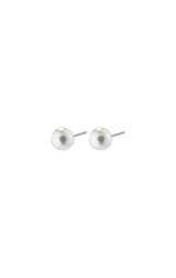 JORIE PEARLESCENT GLASS BEAD STUD EARRINGS IN SILVER