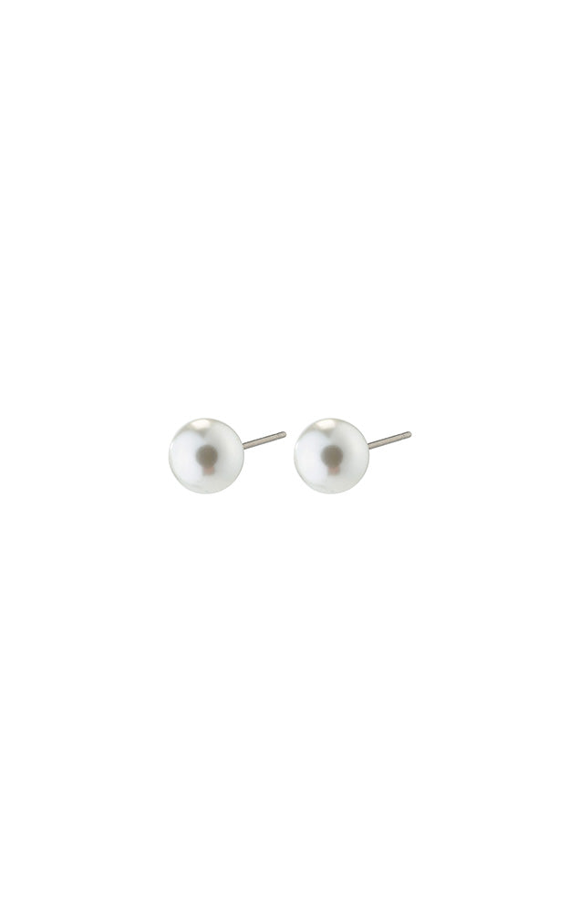 JORIE PEARLESCENT GLASS BEAD STUD EARRINGS IN SILVER