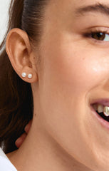 PILGRIM JORIE PEARLESCENT GLASS BEAD STUD EARRINGS IN SILVER