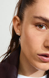 PILGRIM CATHARINA RECYCLED MICRO CRYSTAL BOW EARRINGS IN SILVER