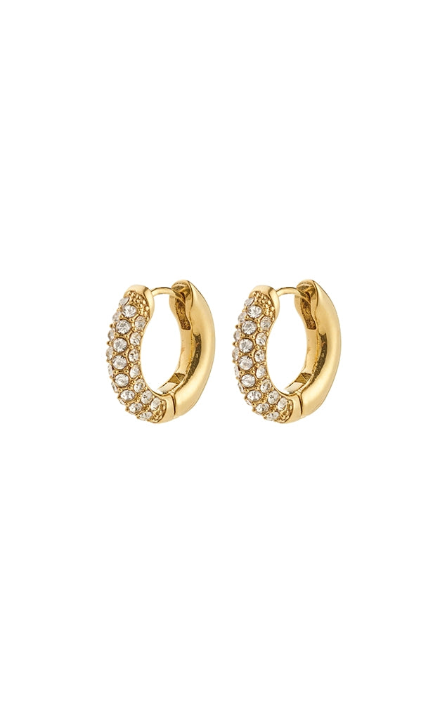 TATUM RECYCLED SMALL CRYSTAL HOOP EARRINGS IN GOLD