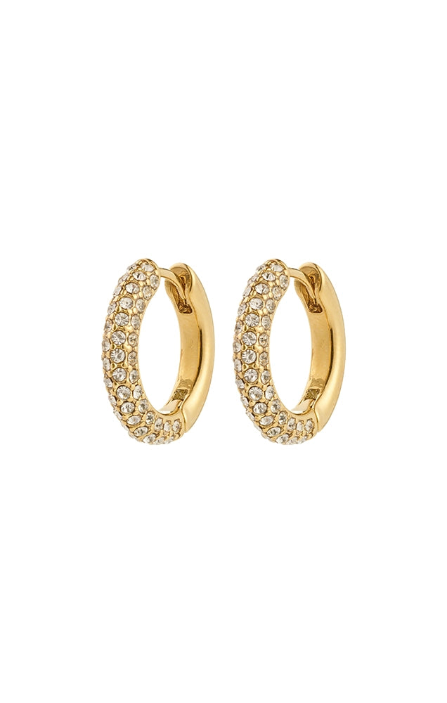 TATUM RECYCLED MEDIUM CRYSTAL HOOP EARRINGS IN GOLD