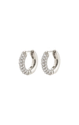 TATUM RECYCLED SMALL CRYSTAL HOOP EARRINGS IN SILVER