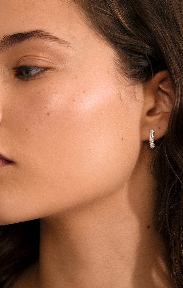 TATUM RECYCLED SMALL CRYSTAL HOOP EARRINGS IN SILVER