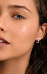 TATUM RECYCLED SMALL CRYSTAL HOOP EARRINGS IN SILVER