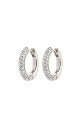 TATUM RECYCLED MEDIUM CRYSTAL HOOP EARRINGS IN SILVER