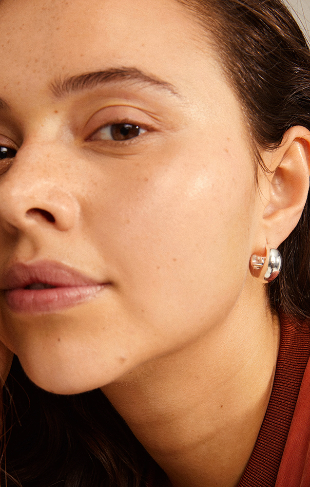 AMBER RECYCLED CHUNKY HOOPS IN SILVER