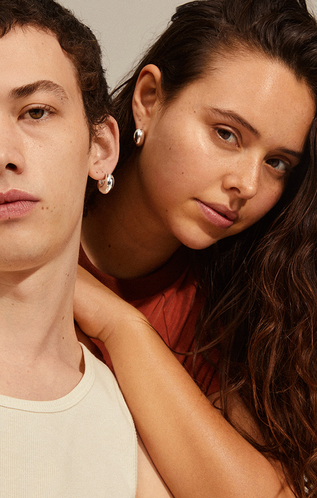 AMBER RECYCLED CHUNKY HOOPS IN SILVER