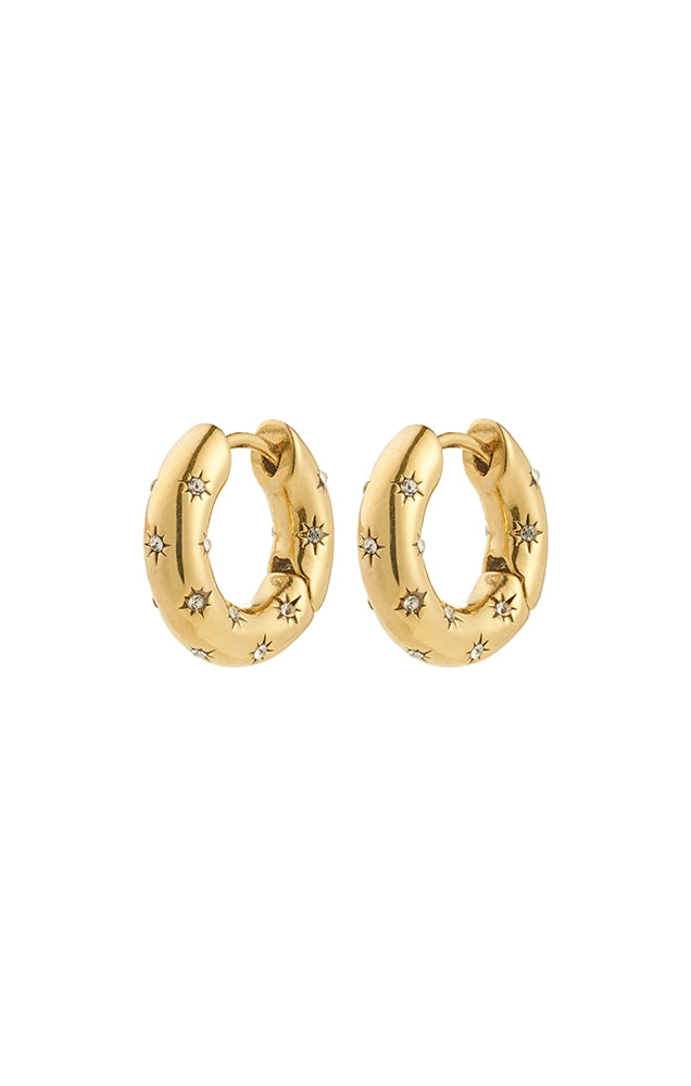 NEVEAH RECYCLED CHUNKY CRYSTAL HOOPS IN GOLD
