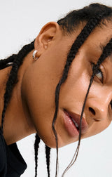 NEVEAH RECYCLED CHUNKY CRYSTAL HOOPS IN SILVER