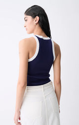 LISBOA KNIT TOP IN NAVY/WHITE