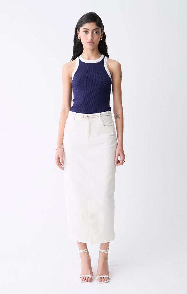 LISBOA KNIT TOP IN NAVY/WHITE