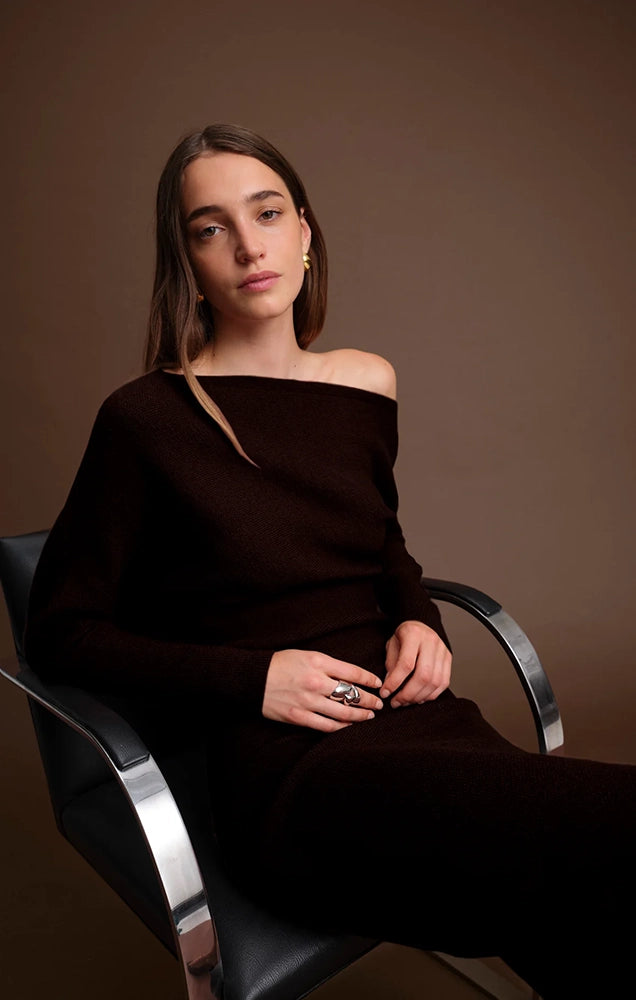 ELIJAH KNIT DRESS IN CACAO