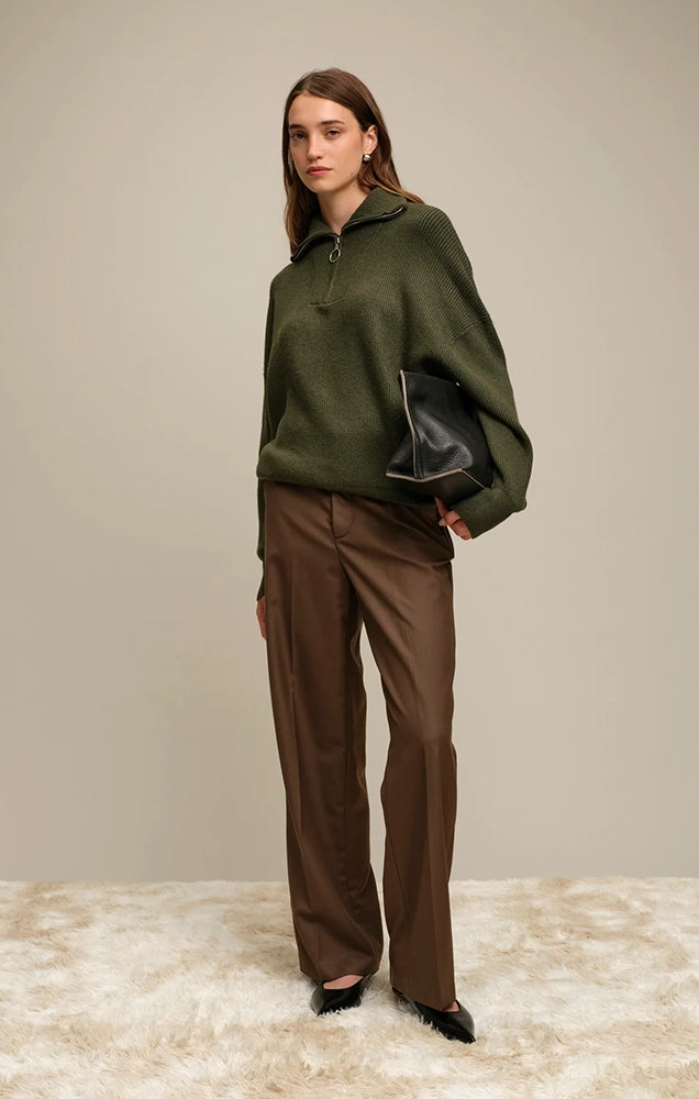 SPENCER HALF ZIP SWEATER IN ECRU MELANGE