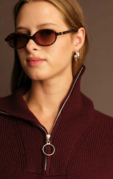 SPENCER HALF ZIP SWEATER IN WINE