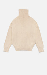 SPENCER HALF ZIP SWEATER IN ECRU MELANGE