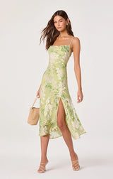 Gaia Burnout Velvet Cowl Midi Dress