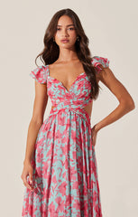 ASTR PRIMROSE FLORAL STRAPPY BACK MAXI DRESS