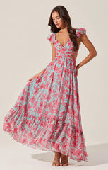 ASTR PRIMROSE FLORAL STRAPPY BACK MAXI DRESS