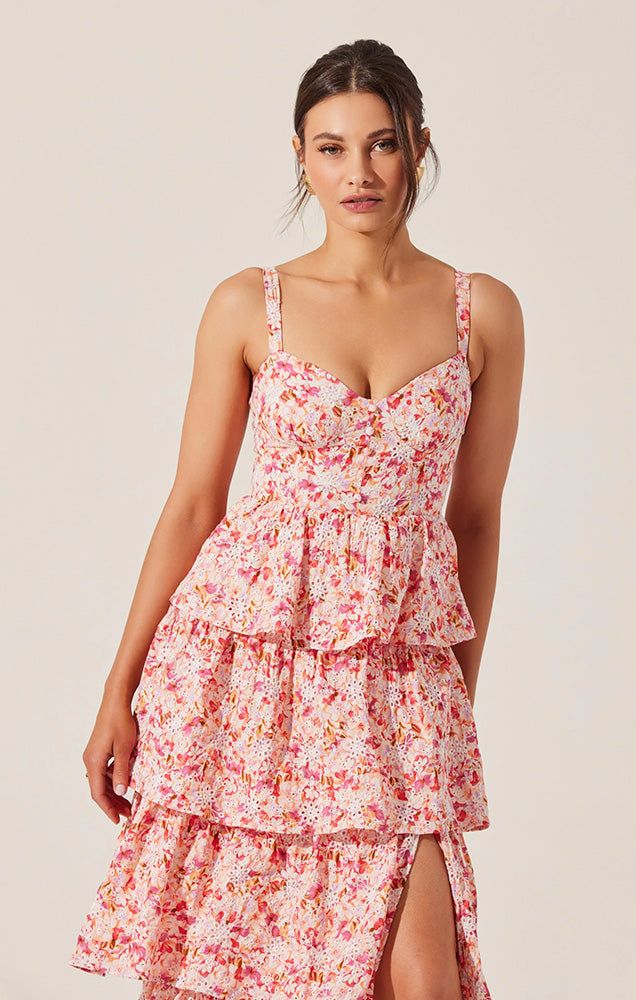 MIDSUMMER EYELET TIERED MAXI DRESS