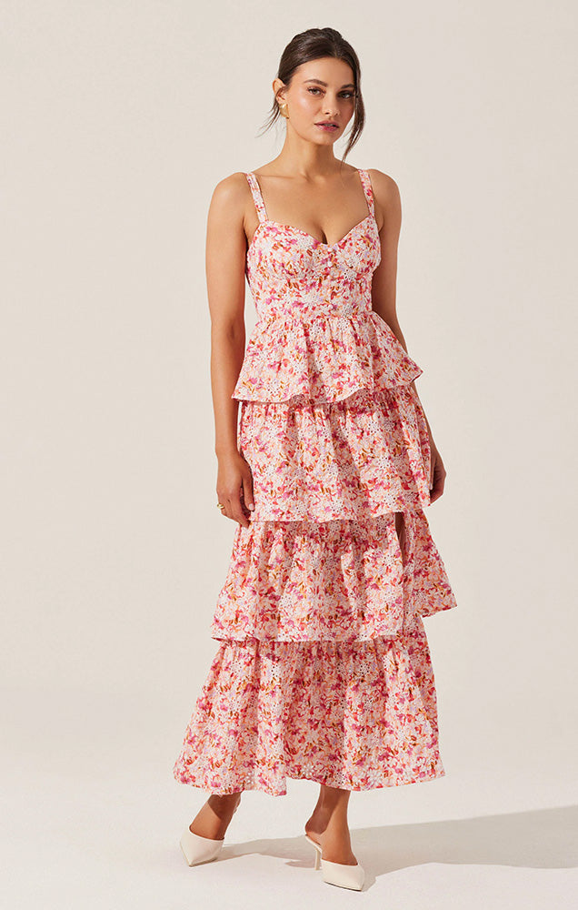 MIDSUMMER EYELET TIERED MAXI DRESS