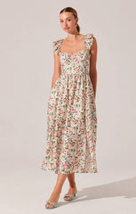 ASTR WEDELIA FLORAL BUSTIER MIDI DRESS