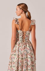 ASTR WEDELIA FLORAL BUSTIER MIDI DRESS