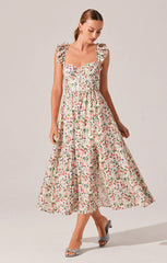 ASTR WEDELIA FLORAL BUSTIER MIDI DRESS
