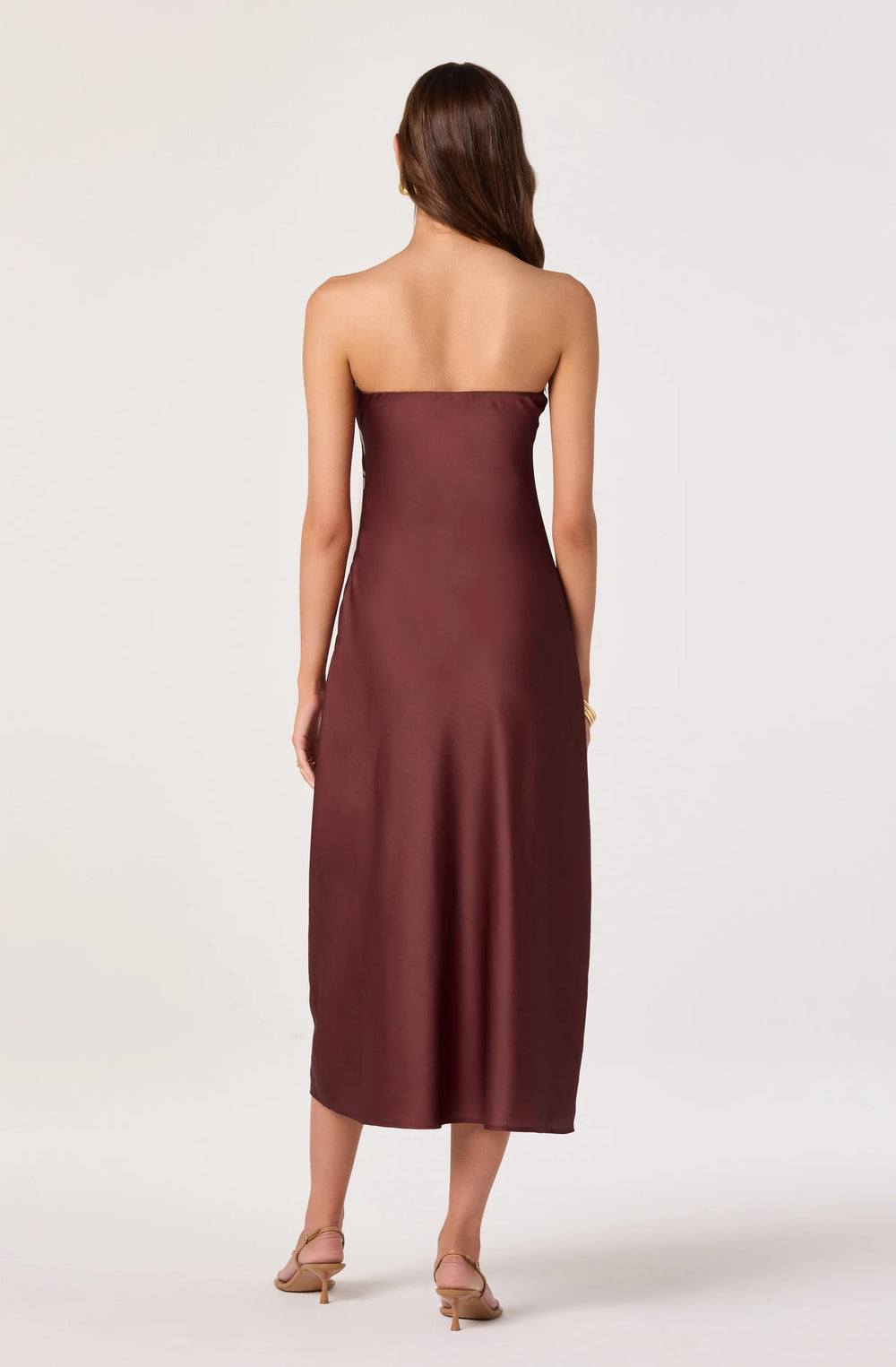Annabeth Floral Satin Strapless Maxi Dress