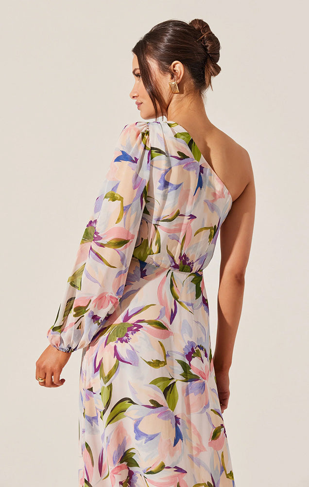 SANDERSONIA FLORAL ONE SHOULDER DRESS