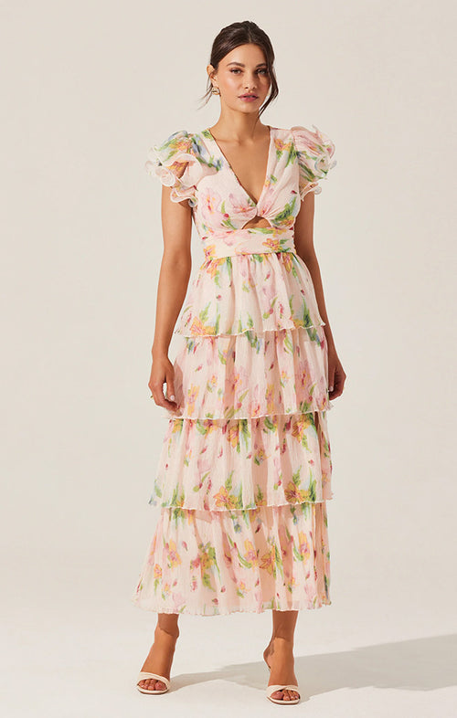 ASTR EMPORIA FLORAL TIERED MAXI DRESS
