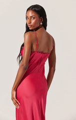 ASTR FLORIANNE SATIN MAXI DRESS