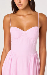 BELLAMY STRIPED SWEETHEART A-LINE MIDI DRESS